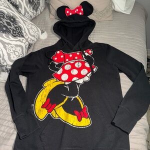 Disney Black Minnie Mouse Hoodie with Red and Yellow Accents womens Sz L
